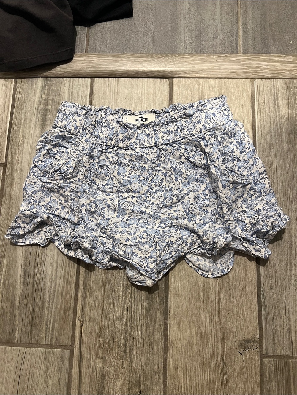 Hollister Light Blue Floral Ruffle Hem Shorts